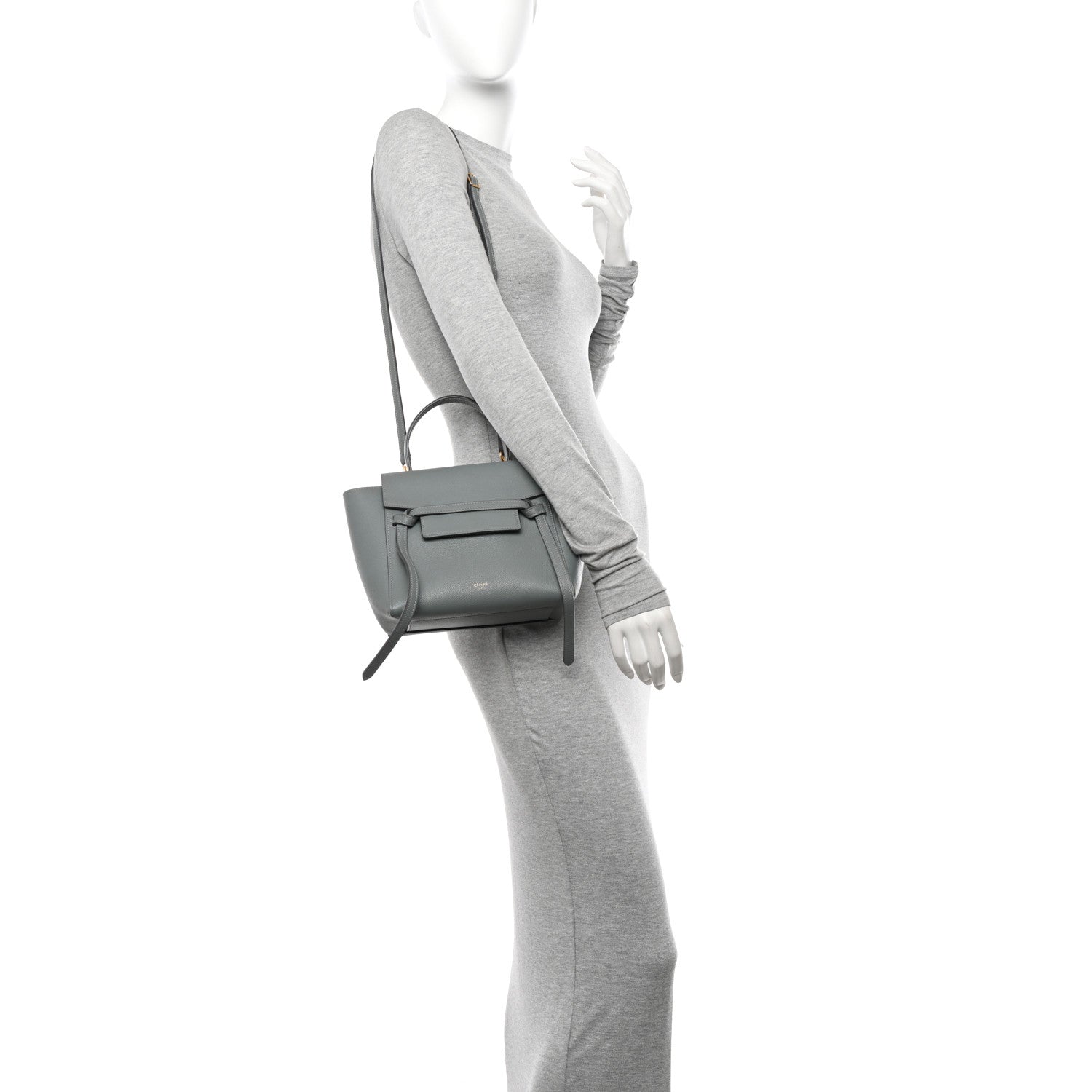 Celine Grained Calfskin Nano Belt Bag Storm 2 of 10