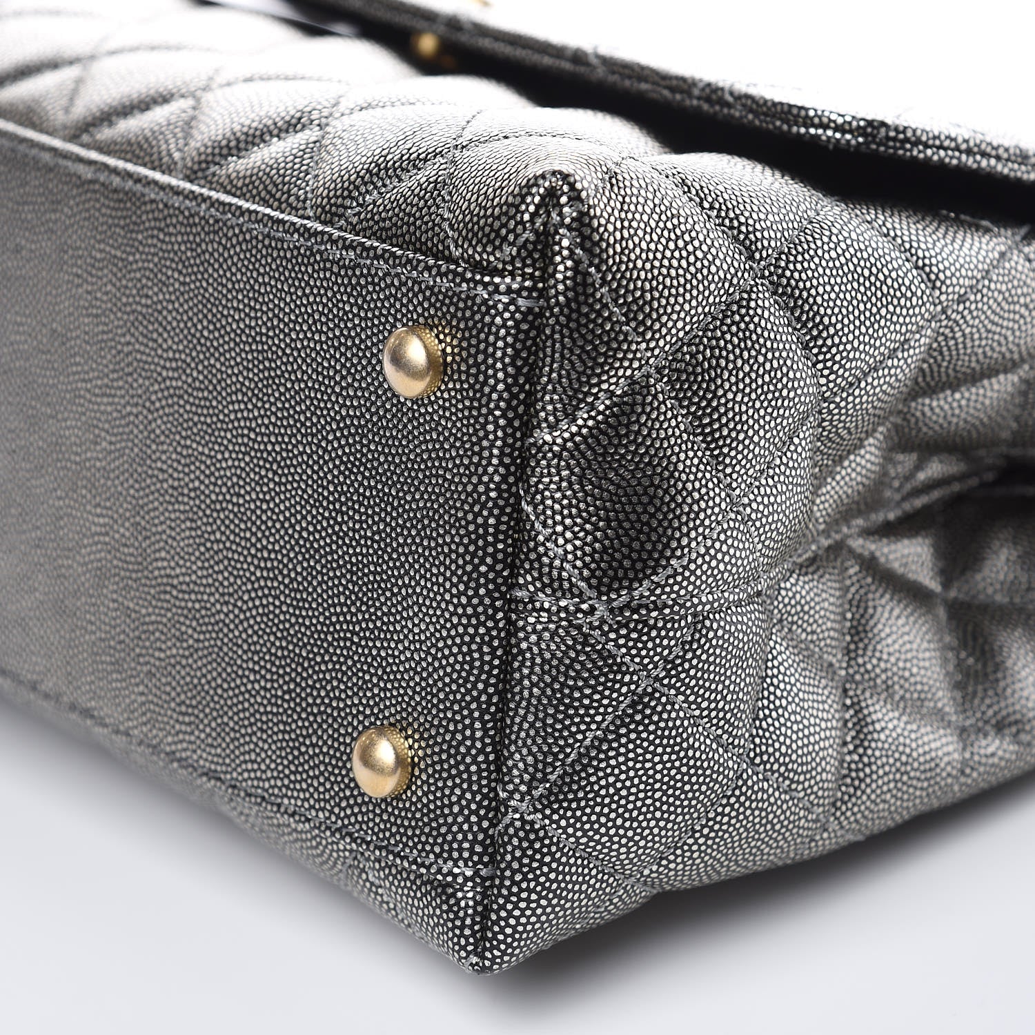 Chanel Metallic Caviar Quilted Small Coco Handle Flap Silver 9 of 10