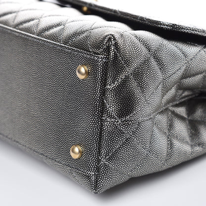 Chanel Metallic Caviar Quilted Small Coco Handle Flap Silver 9 of 10