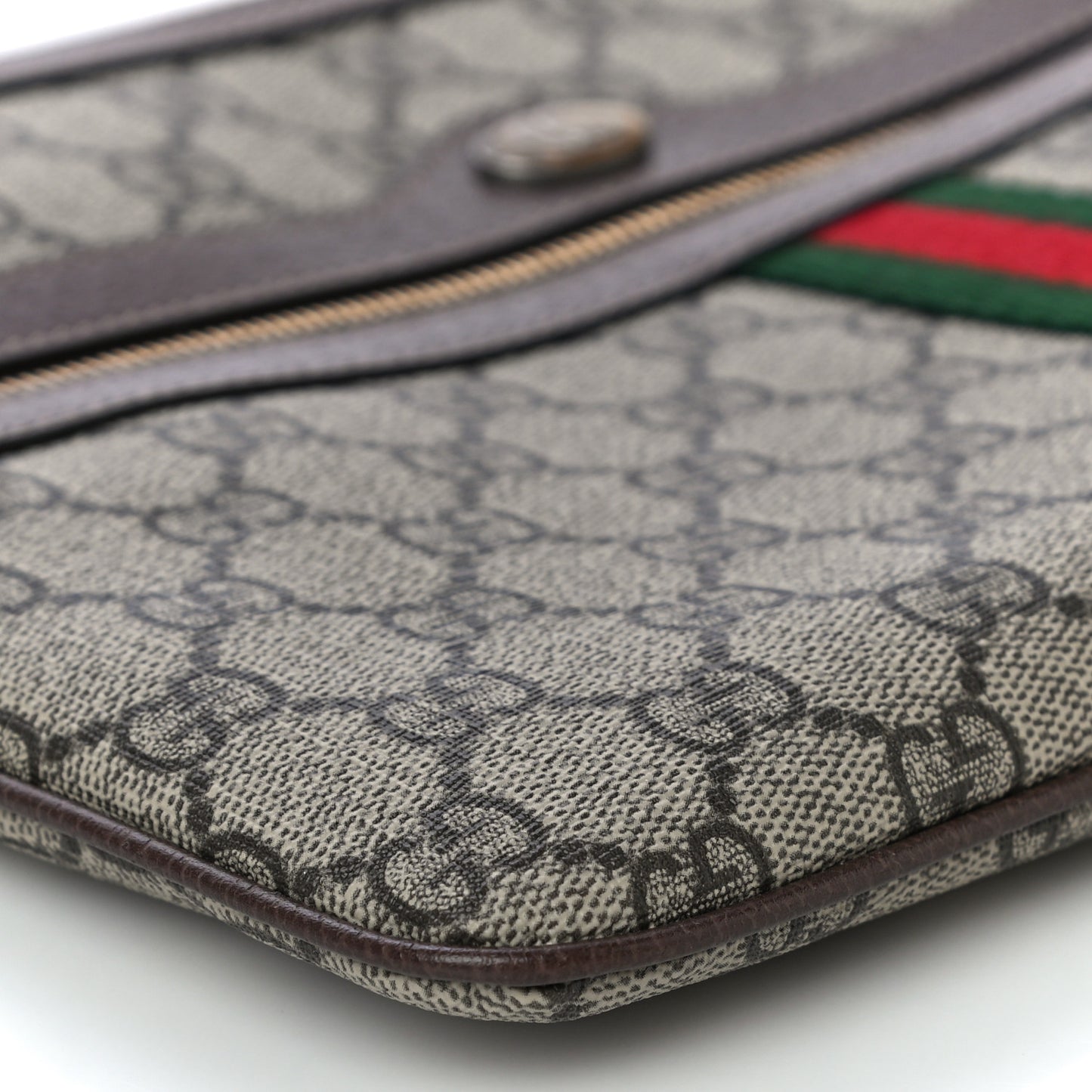 GG Supreme Monogram Large Ophidia Pouch Clutch Brown