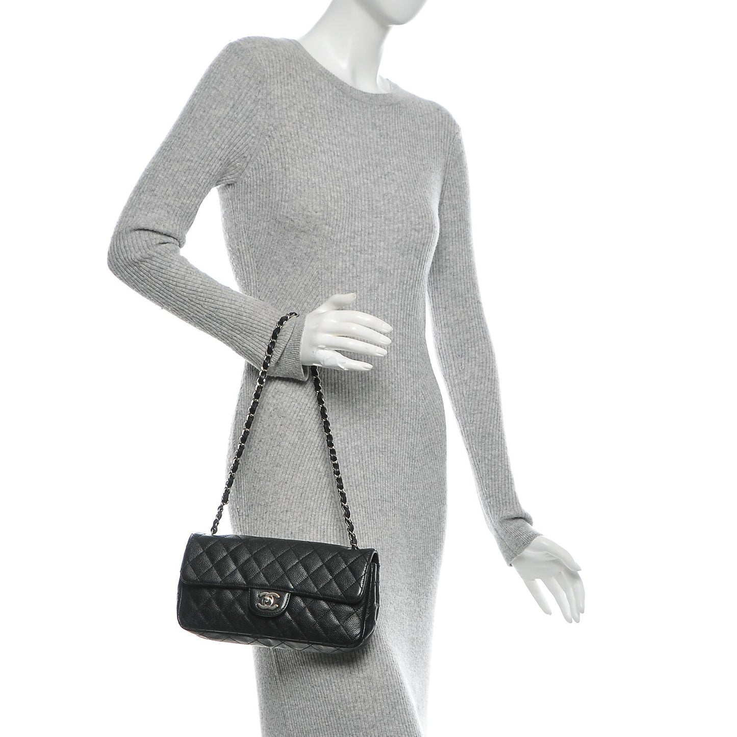 Caviar Quilted East West Flap Black