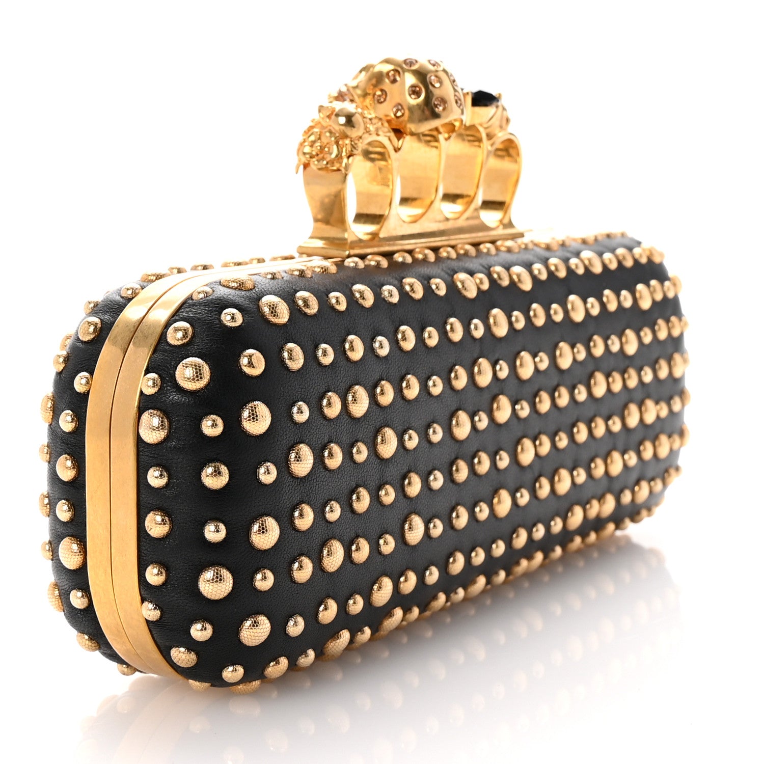 Alexander McQueen Nappa Studded Skull Knuckle Duster Clutch Black 3 of 8