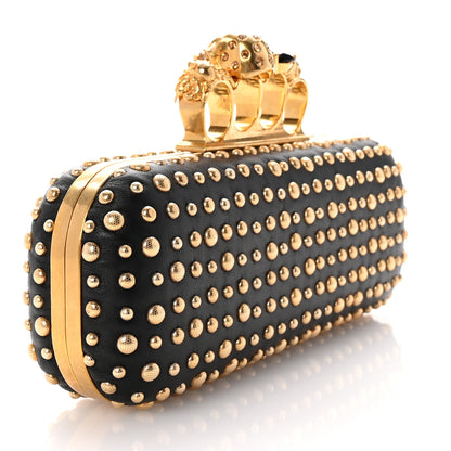 Alexander McQueen Nappa Studded Skull Knuckle Duster Clutch Black 3 of 8