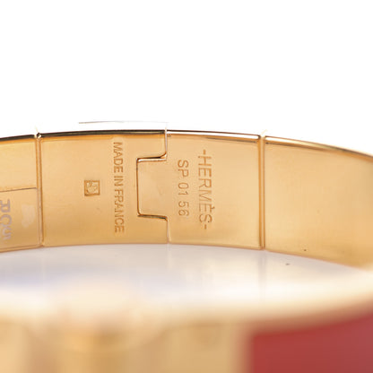 Hermes Enamel Charniere Uni Narrow Hinged Bracelet S Rouge Vermillon 4 of 4