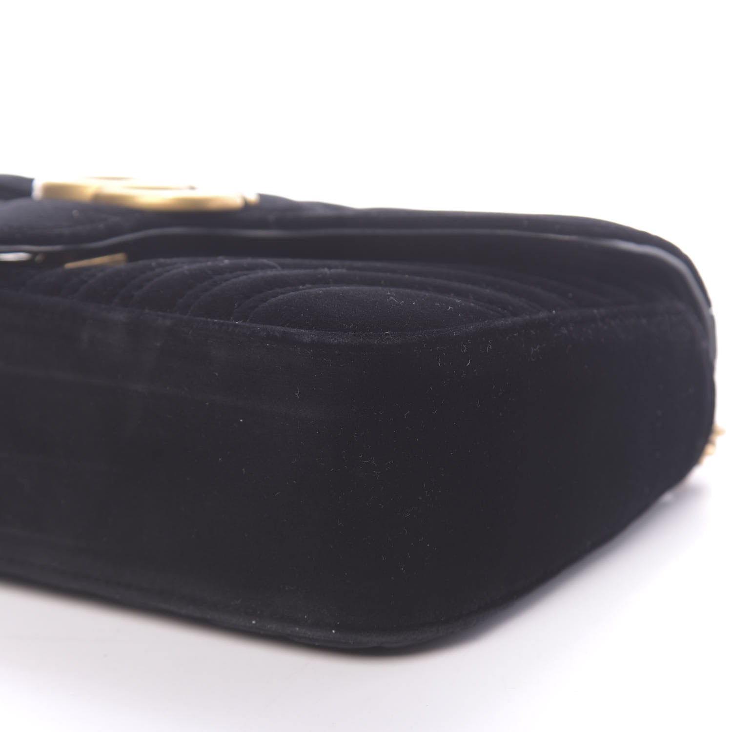 Gucci Velvet Matelasse Small GG Marmont Shoulder Bag Black 9 of 10