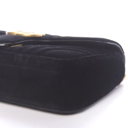 Gucci Velvet Matelasse Small GG Marmont Shoulder Bag Black 9 of 10