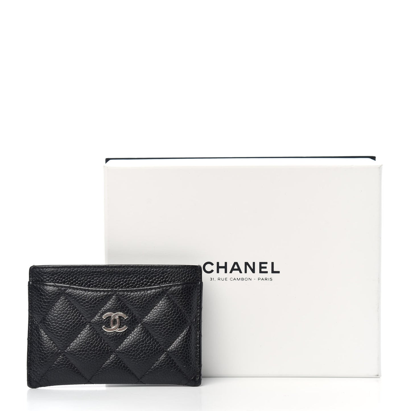 Caviar Quilted Card Holder Black