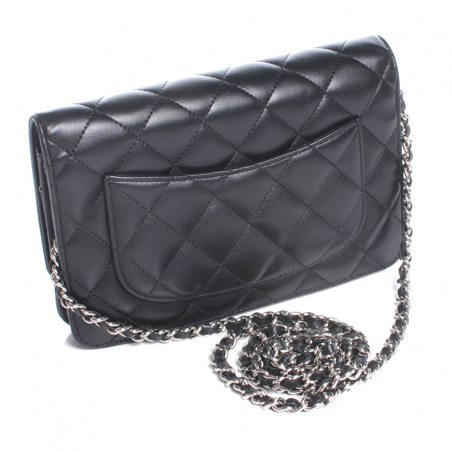 Chanel Lambskin Quilted Wallet On Chain WOC Black 5 of 8