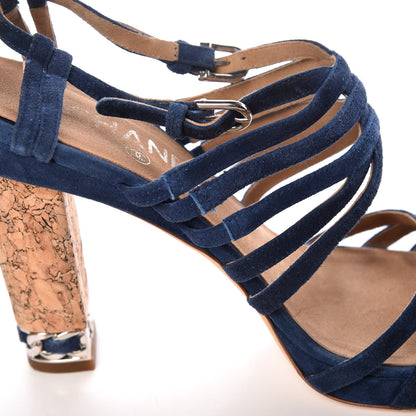 Chanel Suede Cork Sandals 37 Dark Blue 15 of 19