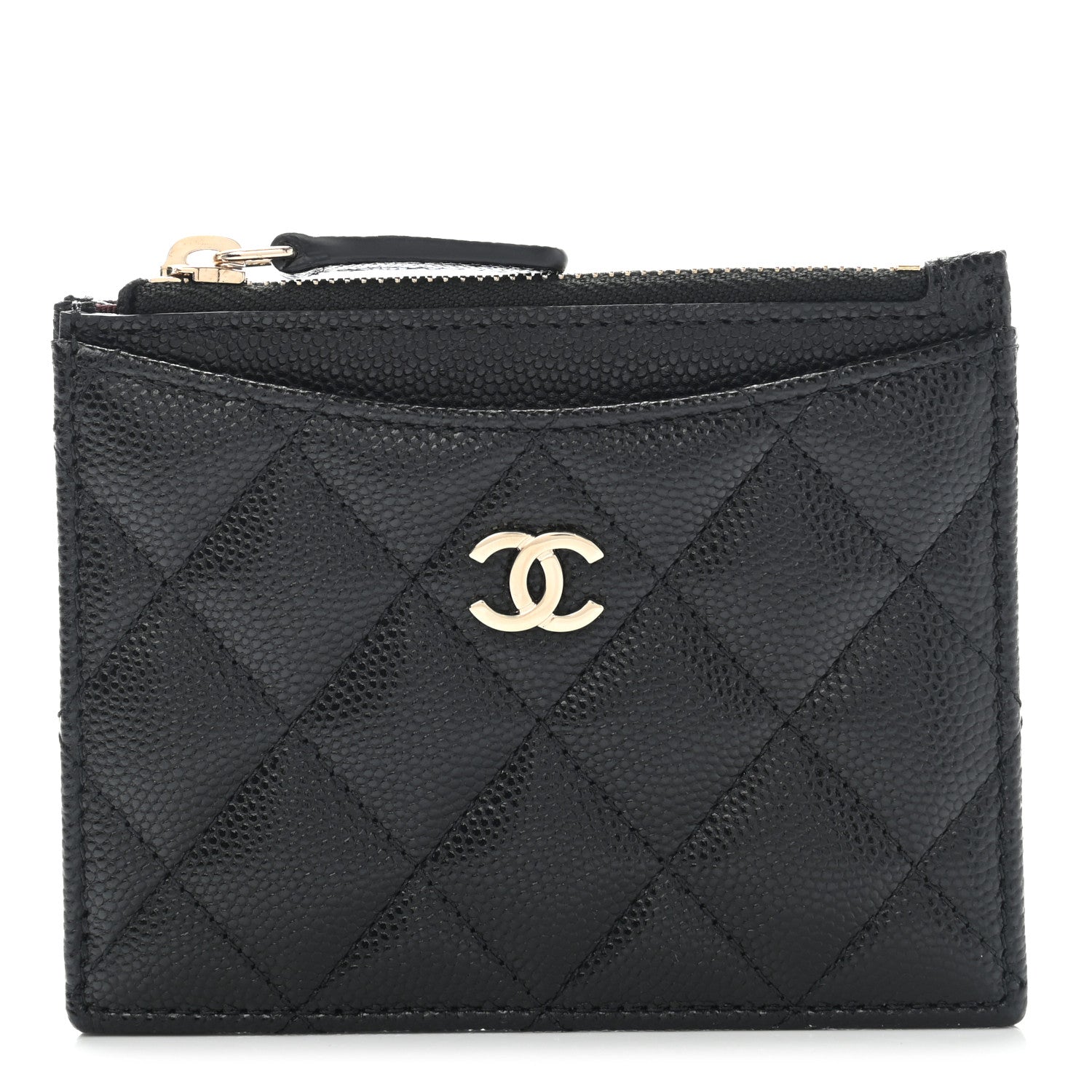 Chanel Caviar Quilted CC Zip Card Holder Black 1 of 9