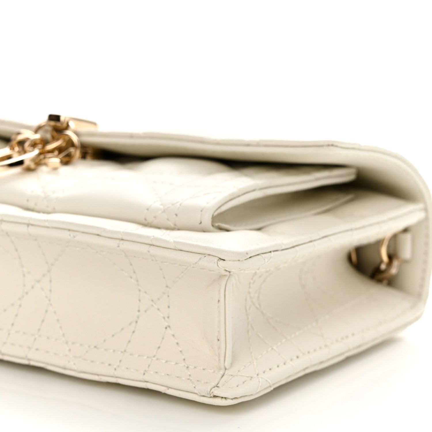 Christian Dior Lambskin Cannage Lady Dior Chain Pouch Latte 10 of 12