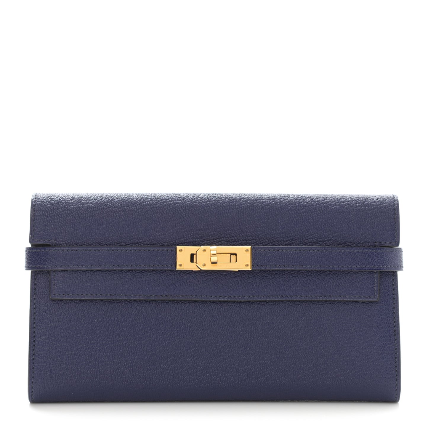 Chevre Mysore Kelly Longue Wallet Bleu Ecre