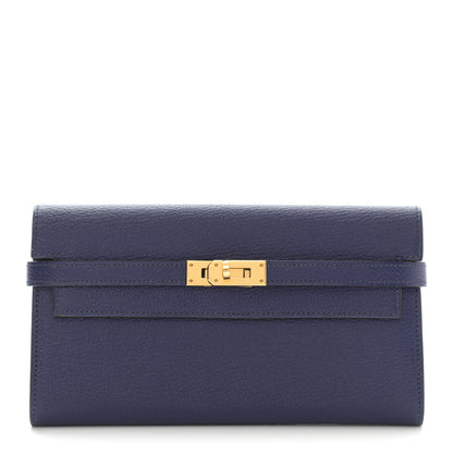 Hermes Chevre Mysore Kelly Longue Wallet Bleu Ecre 1 of 8