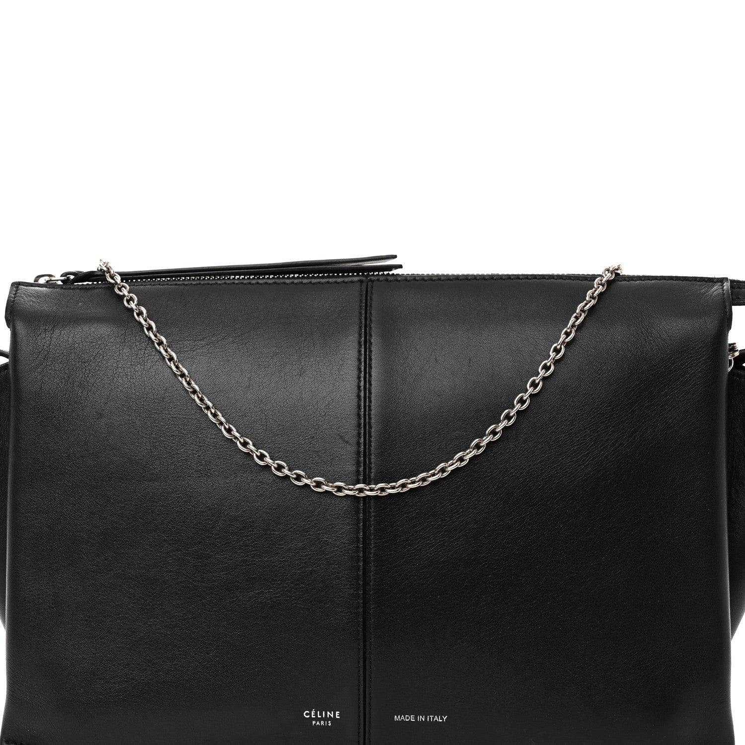 Celine Smooth Calfskin Tri-Fold Clutch on Chain Black 7 of 11