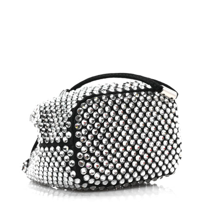 Prada Satin Crystal Metal Triangle Logo Mini Drawcord Pouch Shoulder Bag Cristal 4 of 8