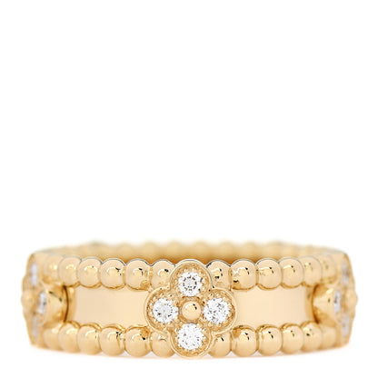 Van Cleef & Arpels 18K Yellow Gold Diamond Sweet Perlee Clovers Ring 52 6 3 of 5