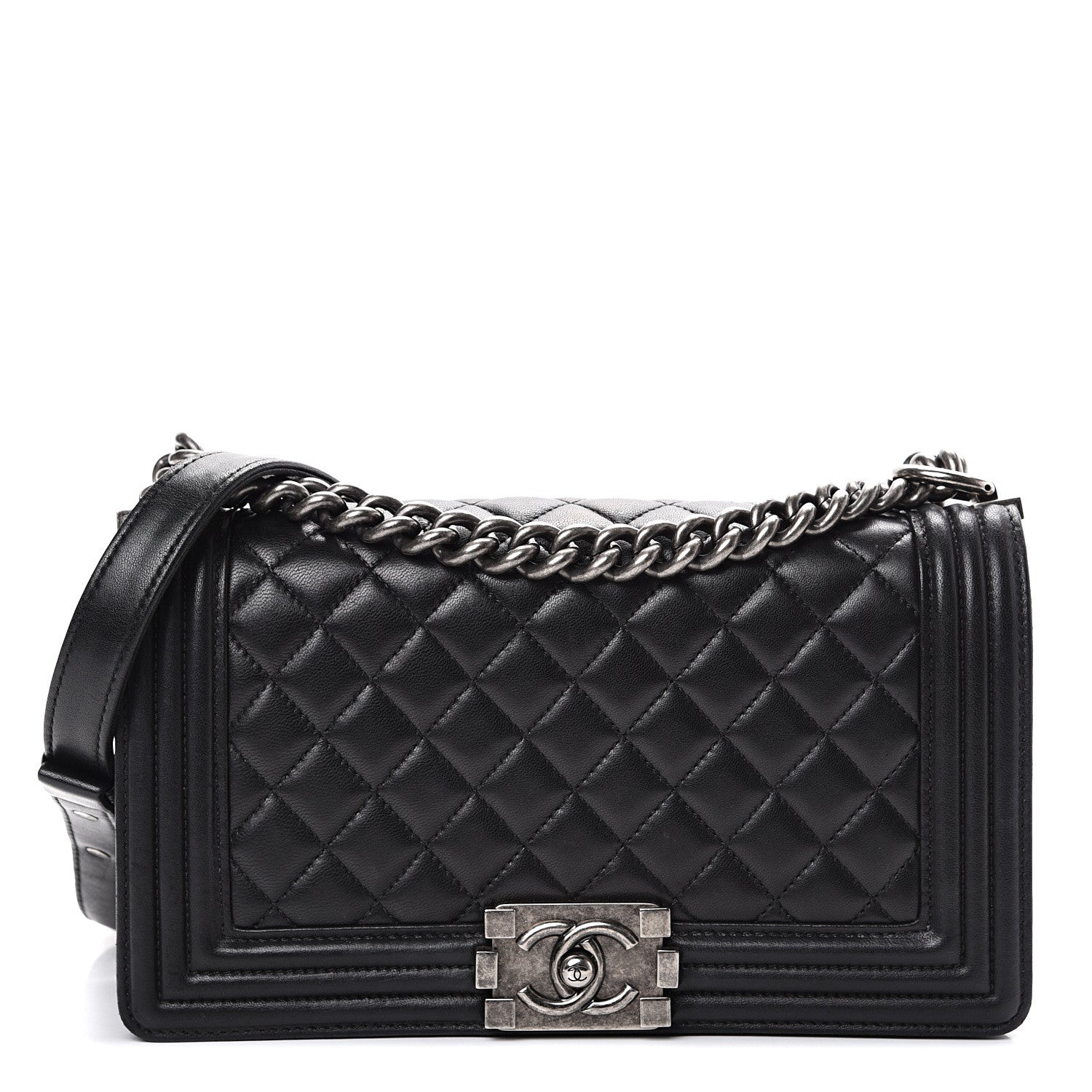 Chanel Lambskin Quilted Medium Boy Flap Black 1 of 15