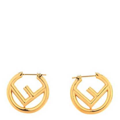 Fendi Metal FF Hoop Earrings Gold 1 of 5