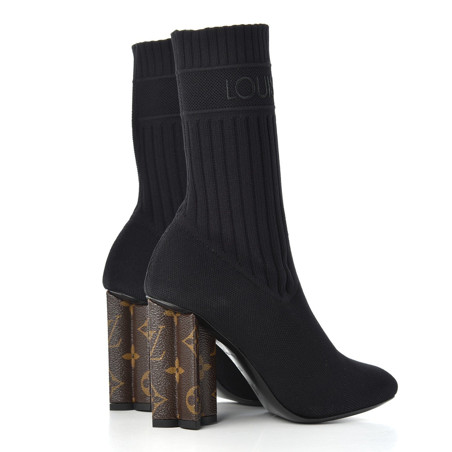 Louis Vuitton Monogram Stretch Fabric Silhouette Ankle Boots 35 Black 4 of 7