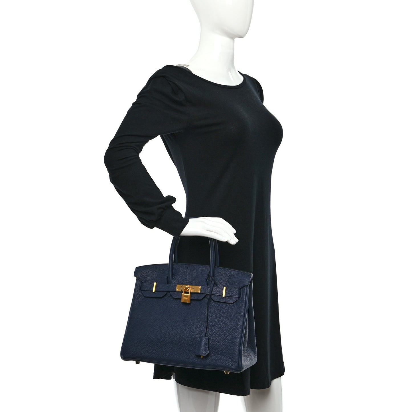 Togo Horseshoe Birkin 30 Bleu Nuit Black