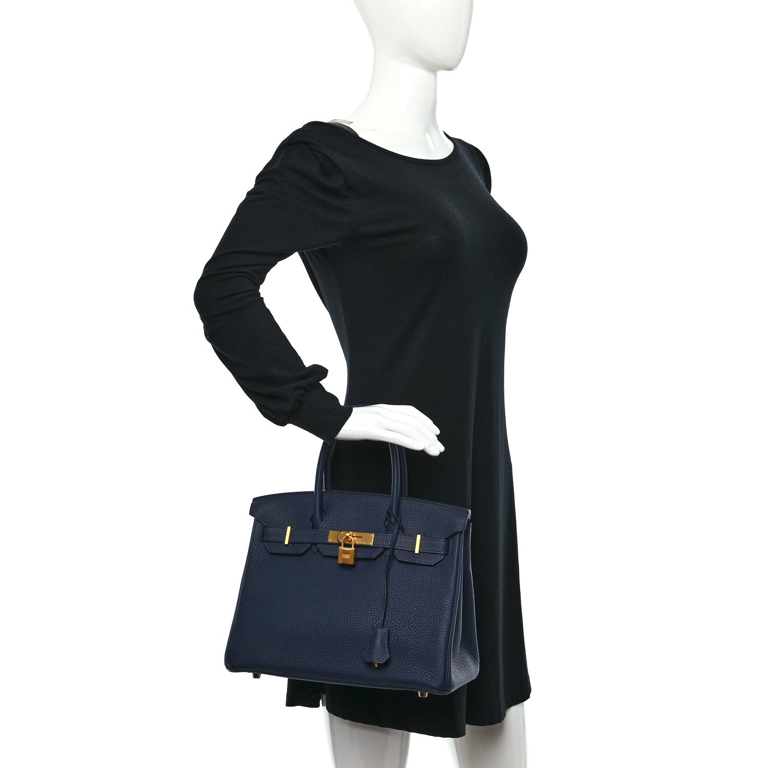 Hermes Togo Horseshoe Birkin 30 Bleu Nuit Black 2 of 9