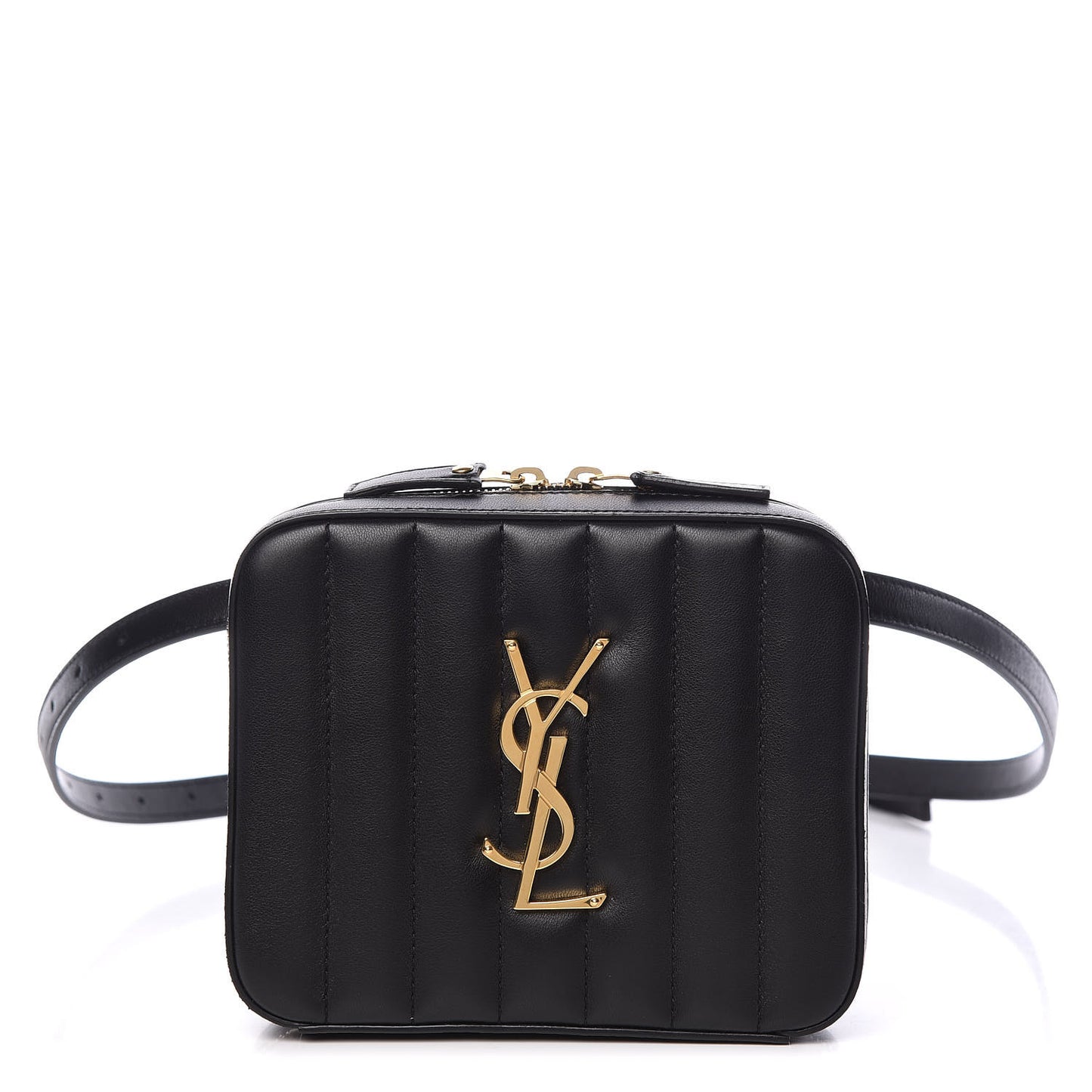 Lambskin Matelasse Vicky Monogram Belt Bag Black