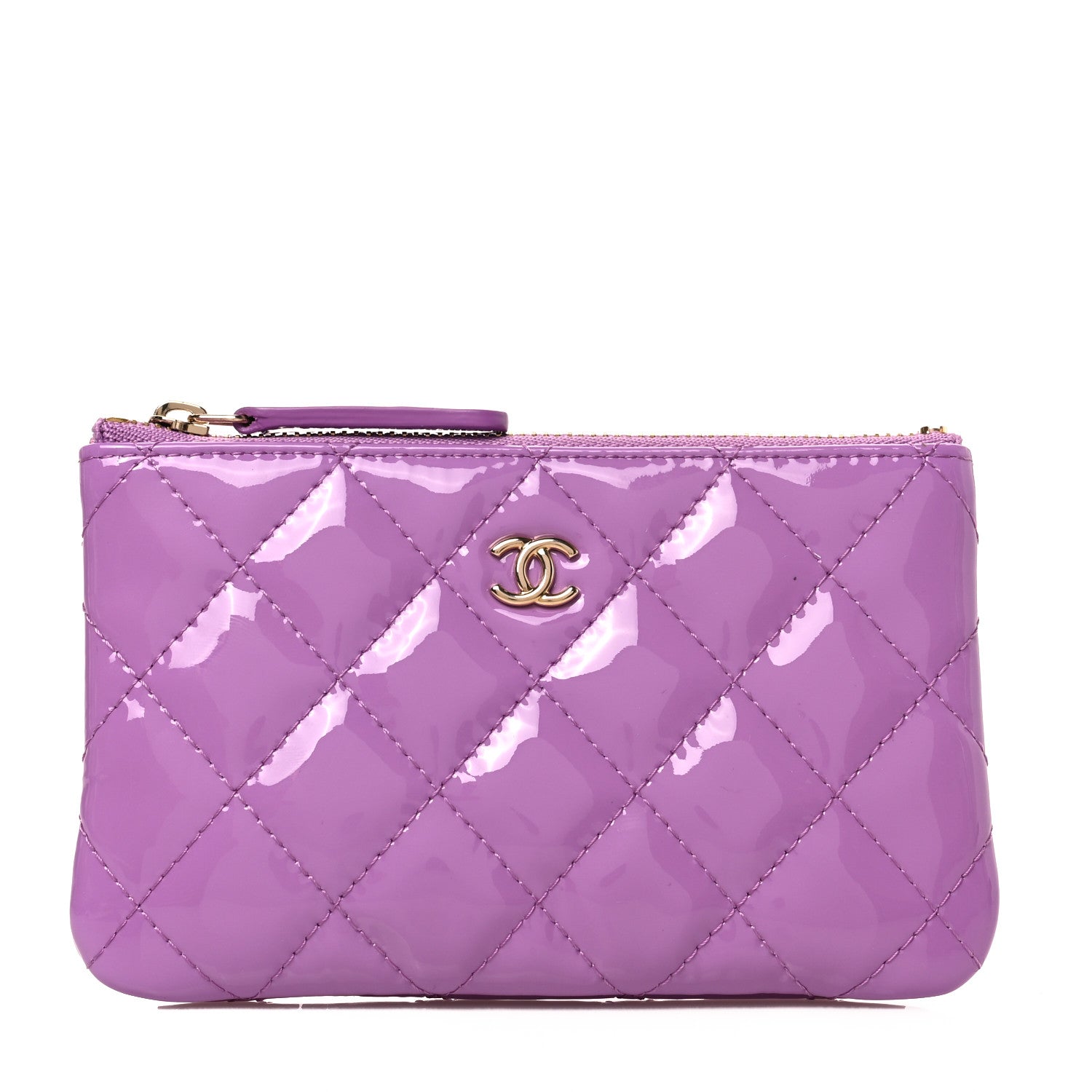 Chanel Patent Quilted Small Cosmetic Case Purple 1 of 8