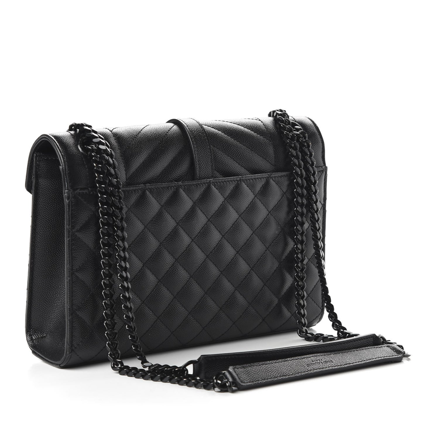 Grain De Poudre Textured Mixed Matelasse Triquilt Medium Monogram Satchel Black