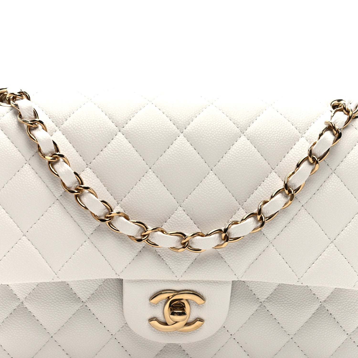 Chanel Caviar Quilted Medium Double Flap White 9 of 11