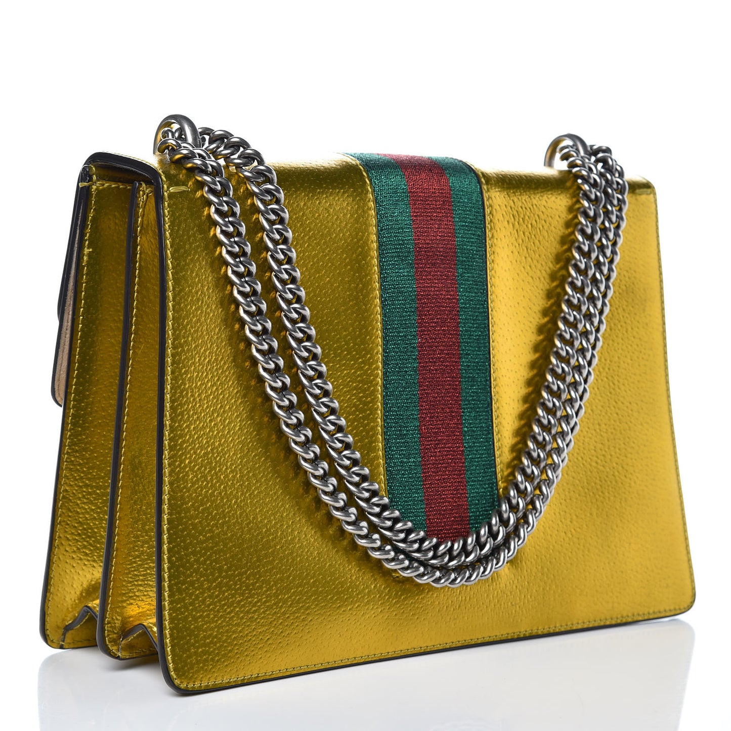 Metallic Calfskin Medium Dionysus Shoulder Bag Yellow