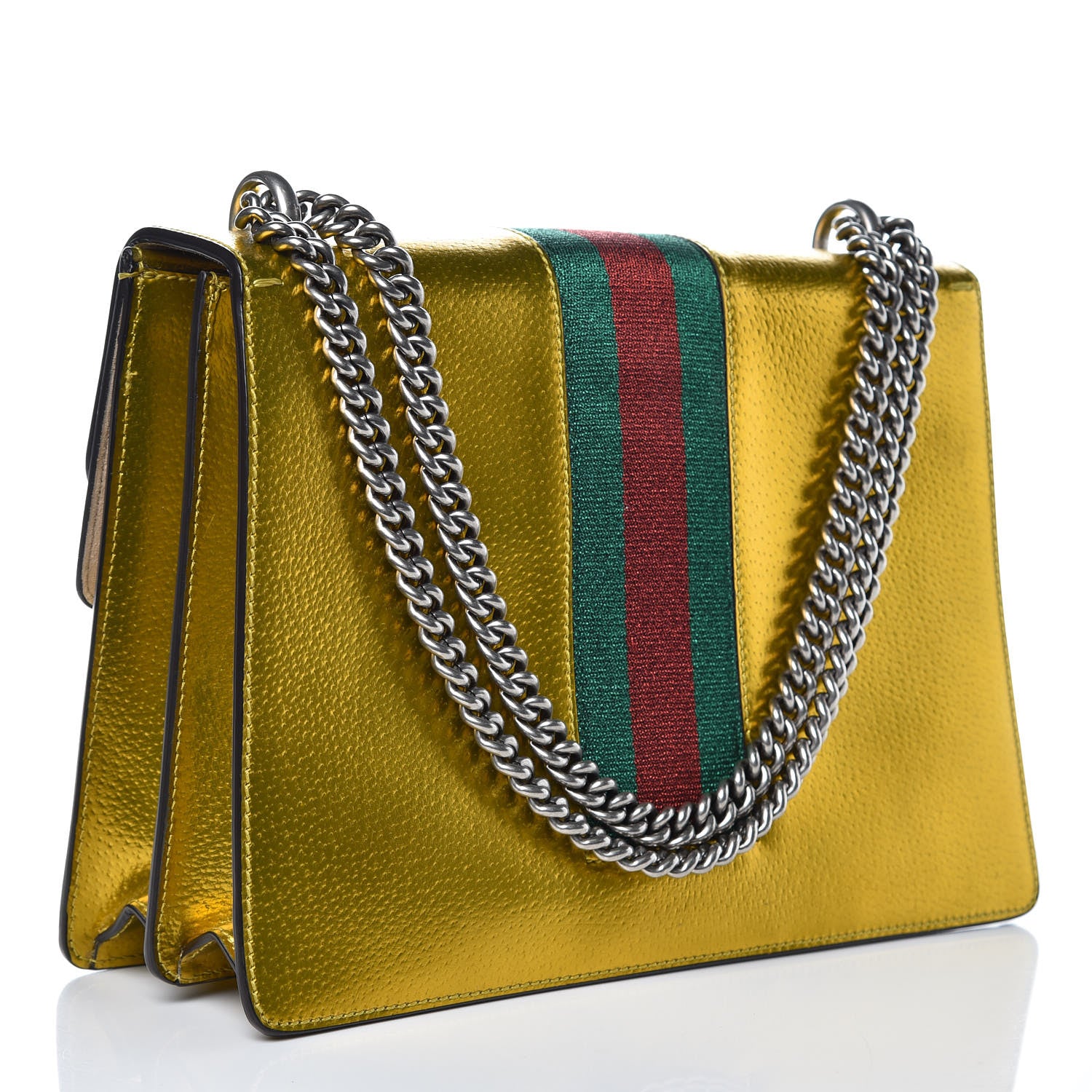Gucci Metallic Calfskin Medium Dionysus Shoulder Bag Yellow 3 of 9