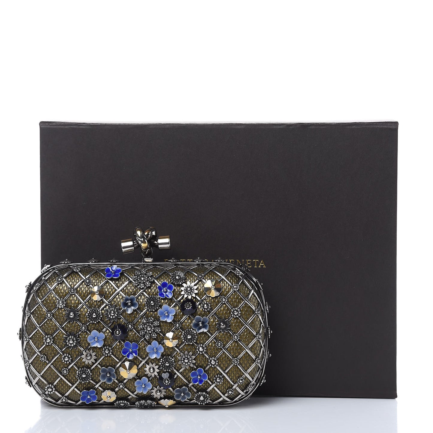 Karung Metal Embellished Knot Clutch Antique Brass