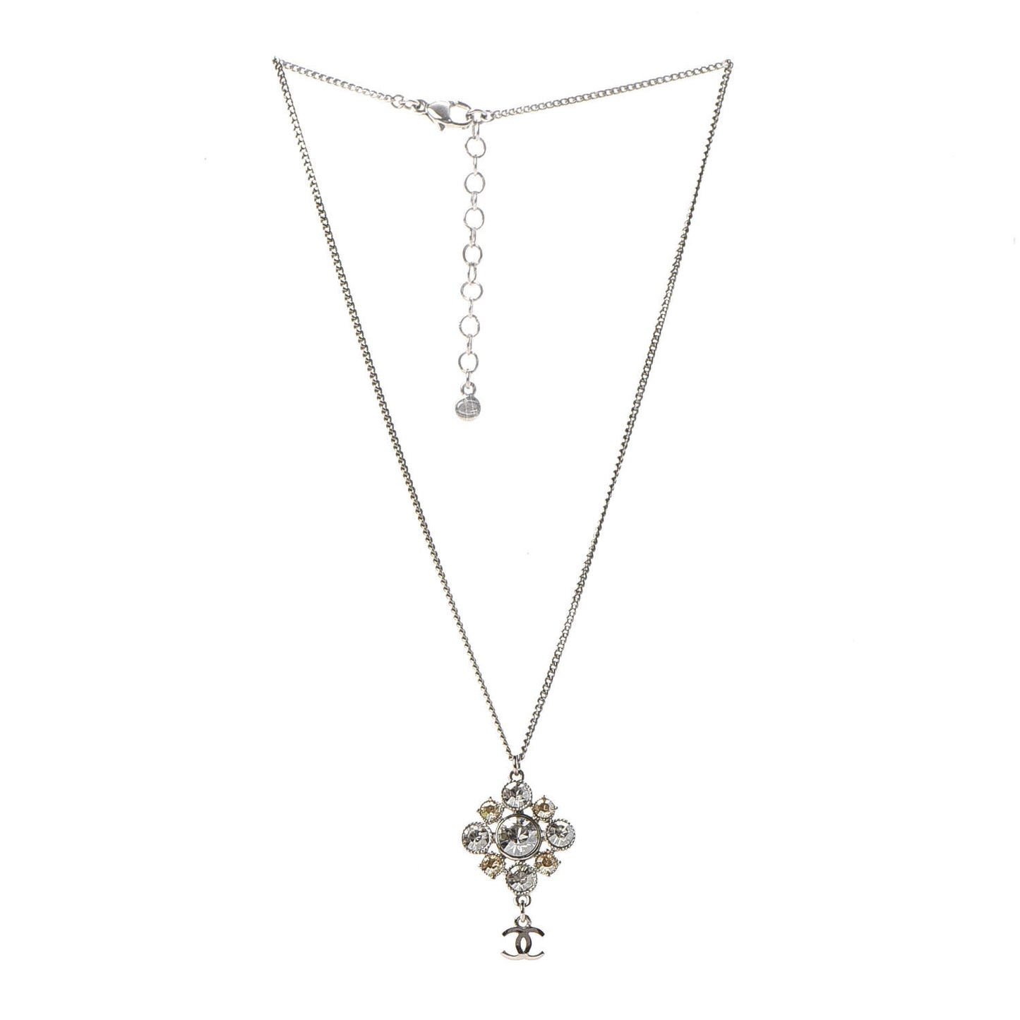 Crystal CC Pendant Necklace Silver