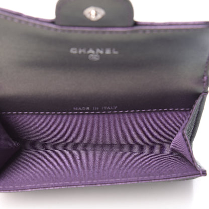 Chanel Metallic Lambskin Quilted Flap Card Holder Dark Purple 5 of 13