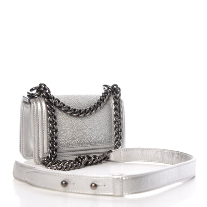 Chanel Metallic Galuchat Stingray Mini Boy Flap Silver 3 of 9