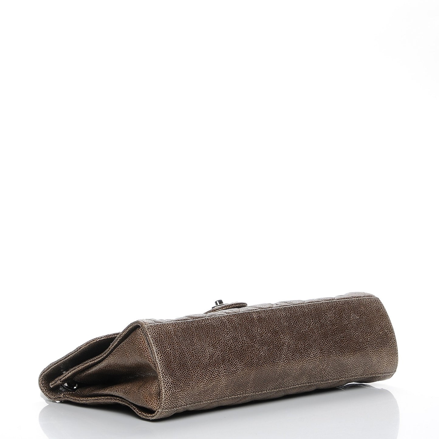 Crumpled Grained Calfskin Jumbo CC Crave Flap Beige