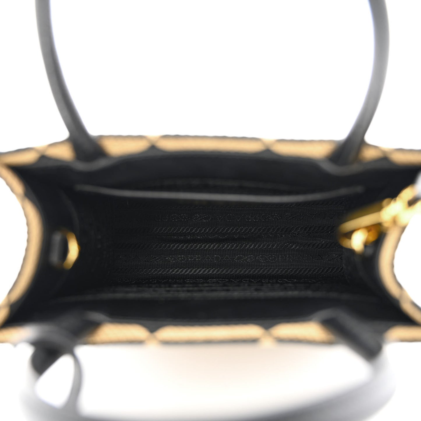 Jacquard Saffiano Triangolo Symbole Embroidered Micro Tote Black Corda