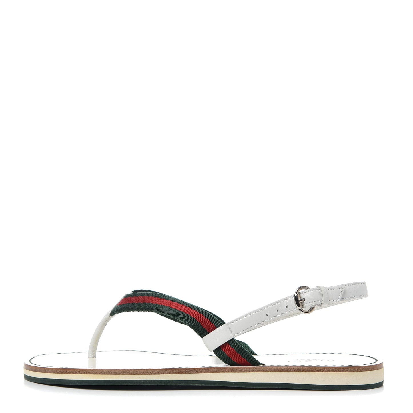 Calfskin Web Thong Sandals 35 White