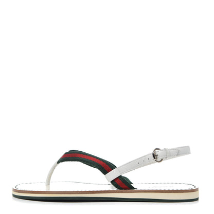 Gucci Calfskin Web Thong Sandals 35 White 1 of 14