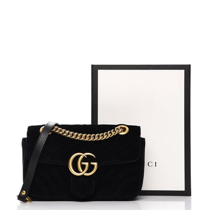 Gucci Velvet Matelasse Mini GG Marmont Shoulder Bag Black 9 of 9