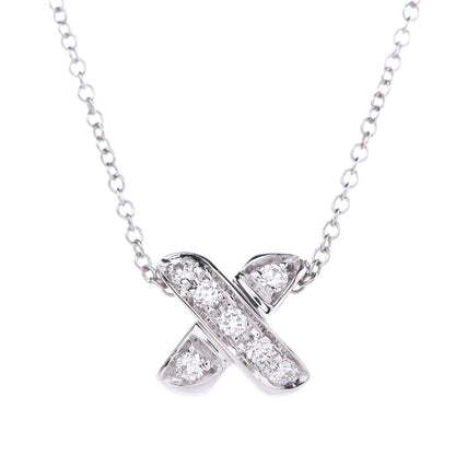 Tiffany 18K White Gold Diamond 9mm X Pendant Necklace 4 of 6