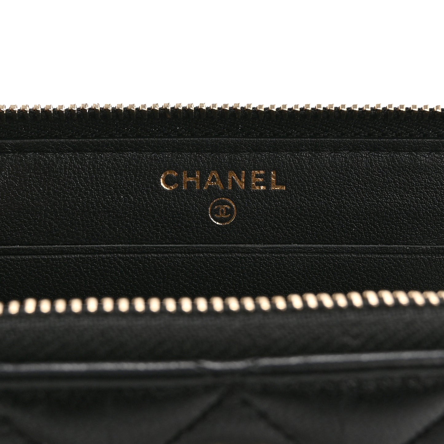 Lambskin Quilted Small Lucky Charms Zip Around Wallet Black