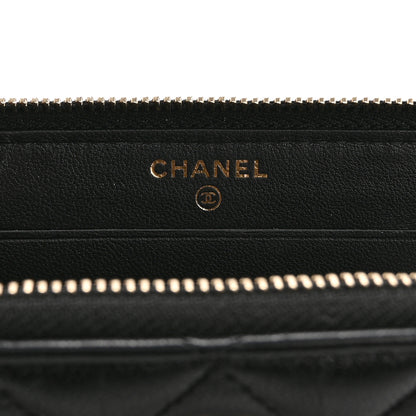 Chanel Lambskin Quilted Small Lucky Charms Zip Around Wallet Black 6 of 11