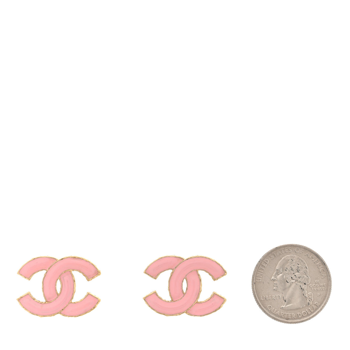 Chanel Metal Enamel CC Earrings Pink Gold 2 of 4