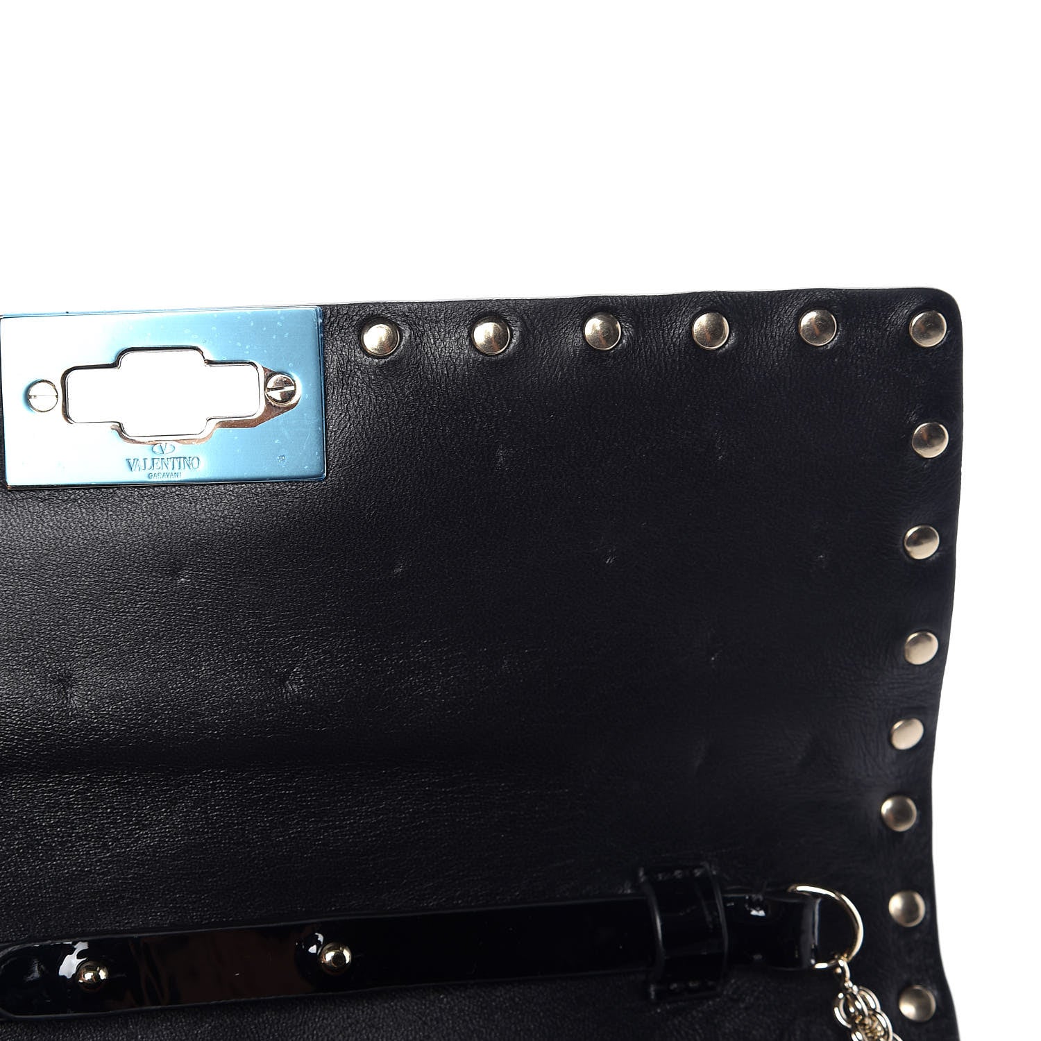 Valentino Garavani Patent Rockstud Spike Wallet on Chain Black 7 of 7