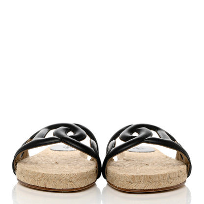 Hermes Nappa Famosa Espadrille Sandals 36 Black 2 of 8