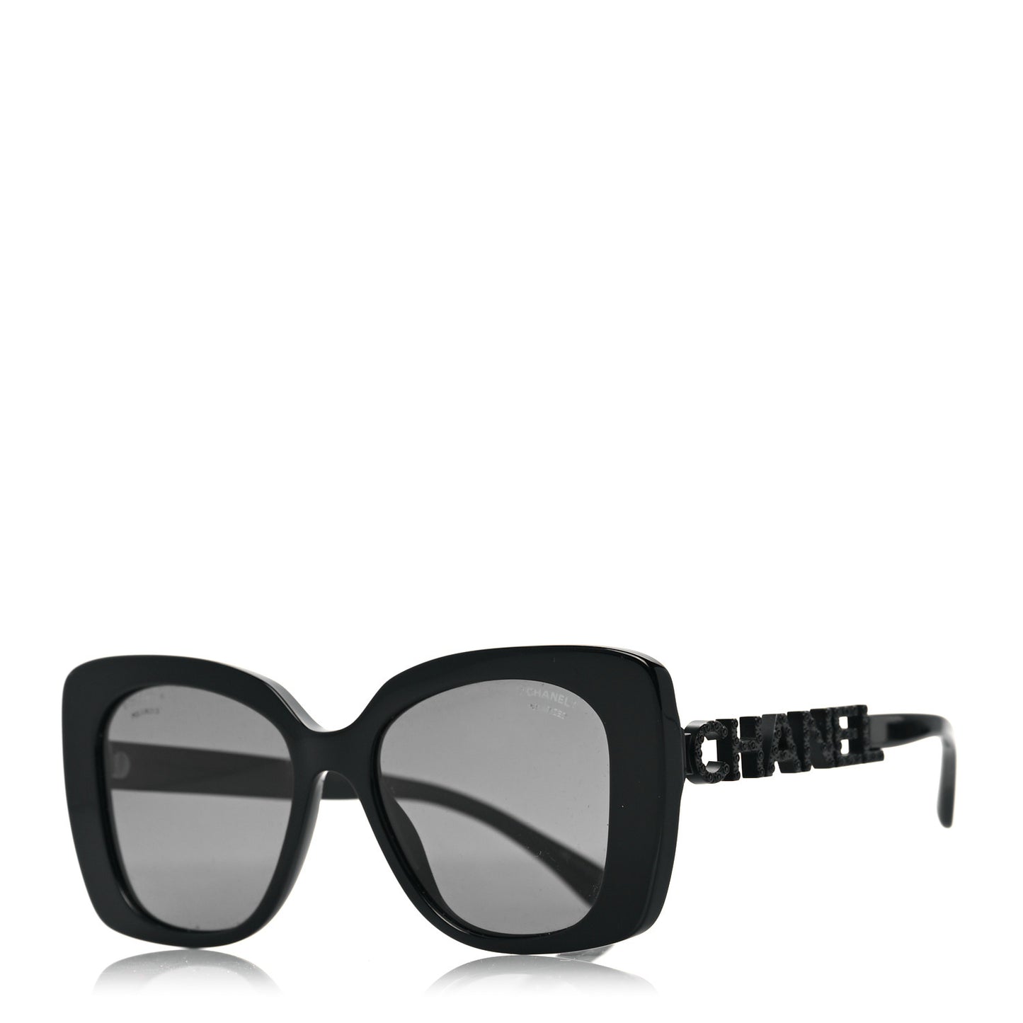 Acetate Strass Polarized Square Sunglasses 5422-B Black