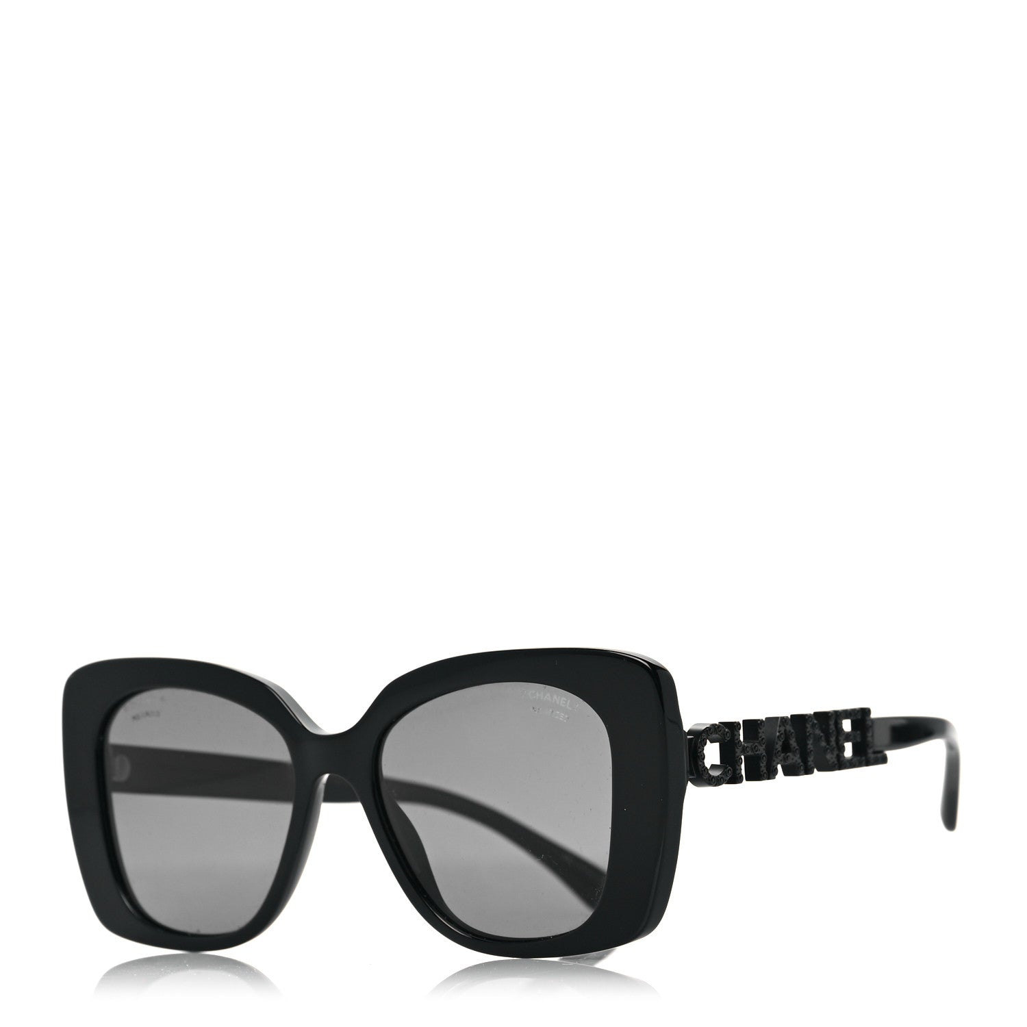 Chanel Acetate Strass Polarized Square Sunglasses 5422-B Black 1 of 8