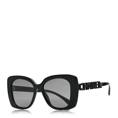 Chanel Acetate Strass Polarized Square Sunglasses 5422-B Black 1 of 8