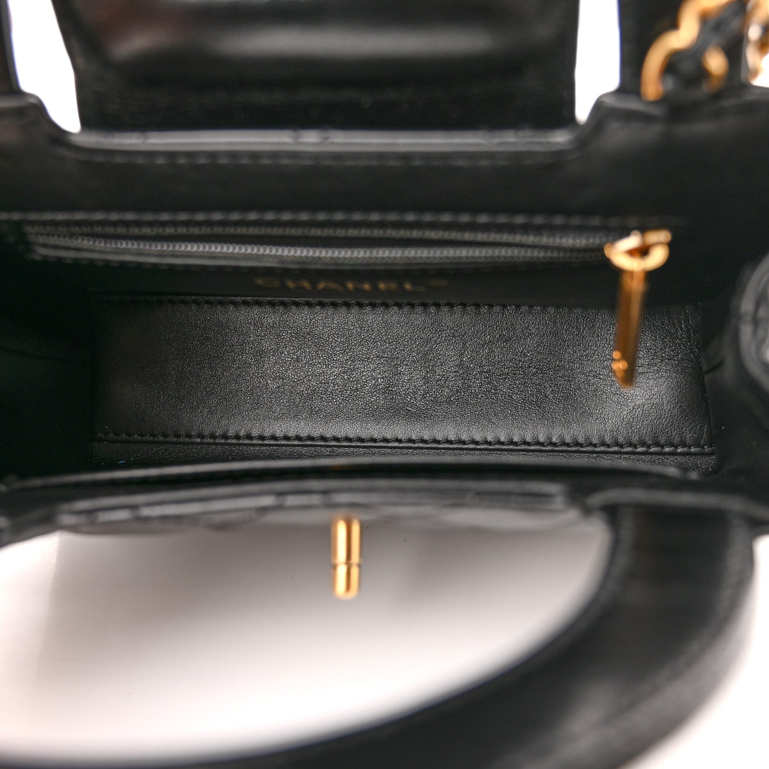 Chanel Shiny Aged Calfskin Quilted Nano Kelly Shopper Black 5 of 11